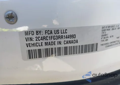 2024 Chrysler Pacifica Touring from USA, damaged, VIN 2C4RC1FG3RR144993